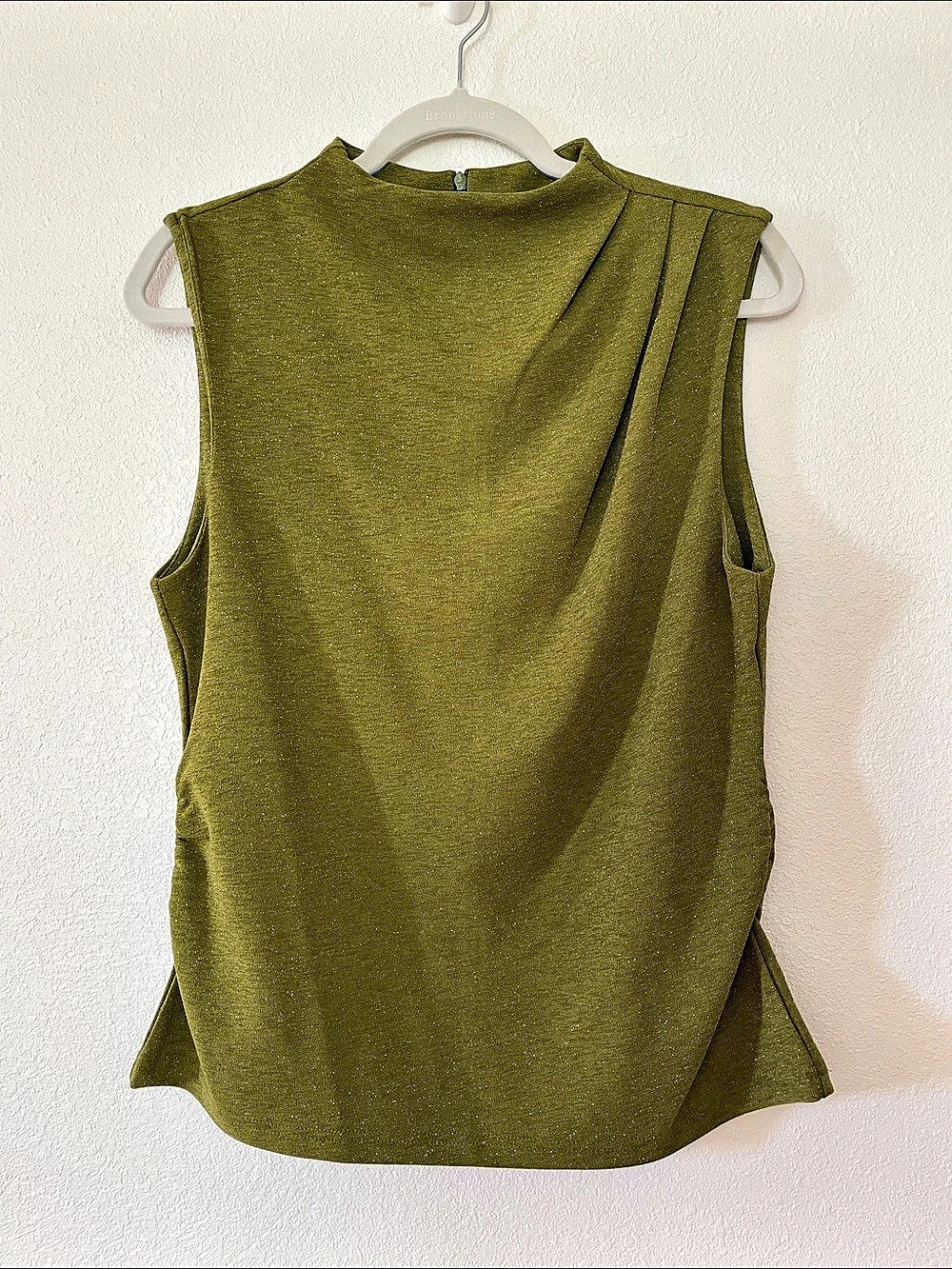 Selected Moments Olive Pleated Shoulder Blouse